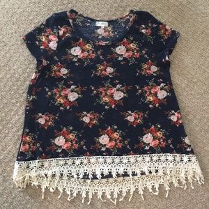 Multi Color Floral Print Casual Top by Blu Planet